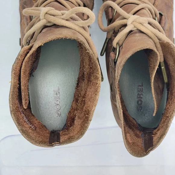 Sorel Addington Chelsea Lace Up Ankle Boots Elk Tan Brown Leather 9 waterproof - Picture 10 of 12